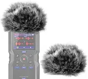Geekria for Creators Furry Windscreen Compatible with ZOOM H4 Essential Recorder, Mic DeadCat Muff, Windbuster, Fluff Cover, Portable Digital Recorder (Grey / 2 Pack)