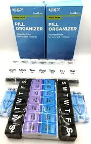 New! AM/PM Pill Organizer Pill Case, M-F & 2 Pill splitters Set