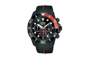 LORUS Gent's SS IP Black Silicone Strap Chronograph Quartz Wristwatch - Mod. SPORTS, Black Dial, Men's