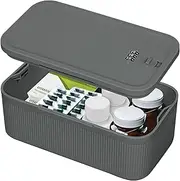 Lockable Storage Box, Refrigerator Lockbox for Personal Private Items,Snacks,Locking Cell Phone Smart Device Jail,Small Lock Box Mini Lockable Storage Container for Office,Home(Grey)