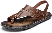 [Asifn] Mens Casual Outdoor Sandals Adjustable Flip Flops Summer Beach Open Toe Slippers Men Leather Comfortable slip-on Shoes