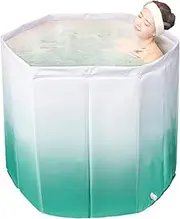 GENDLTHIJ Portable Foldable Ice Bath Tub, Large Portable Bath Tub for Home Outdoors Gyms, Collapsible Soaking Ice PlungeTub for Shower, Fast Muscle Recovery (Light Green 70cm Insulation Set)