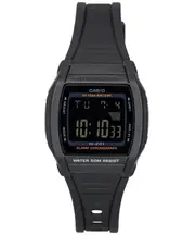 Casio Digital Sports Alarm Chronograph Illuminator 12/24 W-201-1B 50M Mens Watch