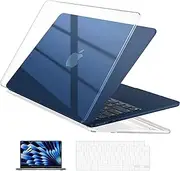 EooCoo Compatible with MacBook Air 13 inch Case M3 A3113 M2 A2681 2024-2022 Release, Clear Air 13.6" Laptop Plastic Hard Shell Case with Keyboard Skin Cover & Screen Protector - Crystal Clear