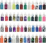 Labymos 48 Bottles of 3D Nail Glitter Sequins Nail Glitter Flakes Set Acrylic Nail Sparkle Glitter Stickers Decals for Nail Art Decoration Mixed Colors & Shapes