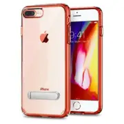 Transparent Bumper Case w/ Kickstand for iPhone 7/8/SE2/SE3 RED