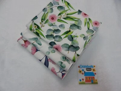 Burp Cloths Australian Native Leaves and Flowers Set of Three Toweling Backed