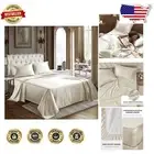 4 Piece King Size Satin Sheet Set - Smooth Microfiber with Deep Pocket Fitted