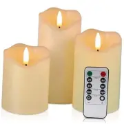 Flickering Flameless Candles with Remote and Timer, Ivory White(melted-top)