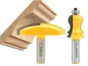 Elaborate 2 Bit Crown Cap Molding Router Bit Set - 1/2" Shank - Yonico 16214