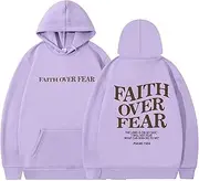 [Generic] Faith Over Fear Hoodie Sweatshirt, Faith Over Fear Christian Hoodie Pullover Sweatshirt, Unisex Hoodies Pullover for Women