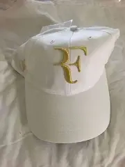 ** RARE Roger Federer Nike White and Gold 5 Trophy Wimbledon Cap Hat RF **