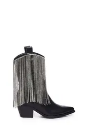 [AZALEA WANG] Alexandrite Rhinestone Fringe Cowboy Boots