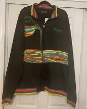 Rare Coogi XXXXL Rainbow Swiped Embroidered Zip Up lined Track Jacket