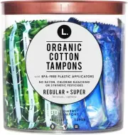 L. Organic Cotton Regular and Super Absorbency Compact Tampons Multipack 30 Coun