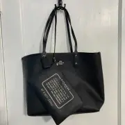 New Coach Reversible Tote Handbag Black & Camo With Black Clutch F31451
