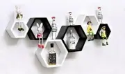 Wall Shelf Hexagon, Set Of 6 Hexagon Wooden Wall Shelf Black & White Home/Office