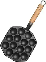 COLLBATH 14-Hole Pan Non-Stick Poffertjes Mold Pancake Balls Cooking Tool Cast Iron Mold Ergonomic Handle for Home BBQ