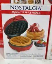 NOSTALGIA MY MINI WAFFLE MAKER 5" COOKING SURFACE NEW FACTORY SEALED RED