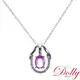 Dolly 14K金 天然粉紅藍寶石1克拉鑽石項鍊(012)