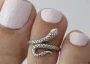 Women's Solid Metal Snake Shape Unique Style Toe Ring 925 Sterling Silver