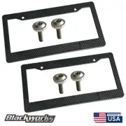 2 CARBON FIBER LICENSE PLATE FRAME TITANIUM SILVER ANTI THEFT SECURITY BOLT TORX (for: Honda Civic)
