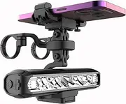 2in1 Super Bright Bike Light with Phone Holder, USB C Rechargeable Bicycle Light for Night Riding, 2600 Lumen Bicycle Headlight and Tail Light Set, Wide MTB Front Light Bar for Mountain Bike