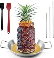Al Pastor Skewer for Grill, Stainless Steel Vertical Skewer, Brazilian Spit Stand with 3 Removable Spikes (8”, 10", 12”)&Brushes—Perfect for Tacos Al Pastor, Shawarma, Kebabs on Smoker, Oven, BBQ.