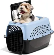 Two-Door Dog and Cat Kennel - Plastic Crate f... Made in USA - 24 Inches - Blue