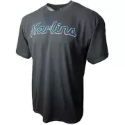 Men's Miami Marlins Majestic Branded Black Team Lockup T-Shirt