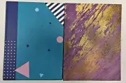 3BIRDS Hardcover Notebooks Wide Ruled 7.5" x 10" Blue/Purple 2 PACK