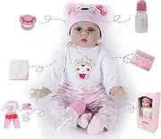 ZIYIUI Reborn 22 Inch 55cm Reborn Baby Dolls Look Real Soft Silicone Vinyl Reborn Baby Realistic Toddler Girl Doll Toy Best Xmas Gifts