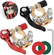 Swpeet 5Pcs Car Battery Terminal Connectors, 4 Way Positive and Negative Pole Quick Disconnect Car Battery Terminal Kit Contains 2Pcs Anti-corrosion Washer and 1Pc Hex Wrench for SAE/JIS Type A Posts