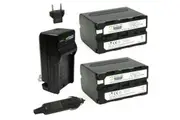 Wasabi Power Battery (2-Pk) & Wall Charger for Sony NP-F950 NP-F960 NP-F970 F975