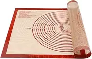 Non-Slip Silicone Pastry Mat Extra Large with Measurements 28''by 20'' for Silicone Baking Mat, Counter Mat, Dough Rolling Mat,Oven Liner,Fondant/Pie Crust Mat by Folksy Super Kitchen (2028, red)
