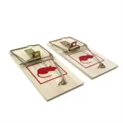 Wooden Mouse Trap - 2 Pack , Easy to use and set , Classic spring trap design
