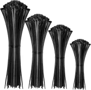 Cable Zip Ties,400 Pack Black Assorted Sizes 12+8+6+4 Inch Self-Locking
