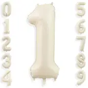 40 Inch Cream White 1 Balloon Numbers Large Number 1 Balloon Foil Helium Numb...
