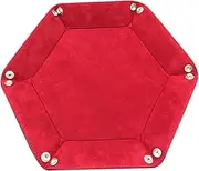 Kisangel Hexagon Dice Tray Foldable PU Leather Storage Box for Red Dice Storage Box for Mobile Phones Watches Keys Jewelry Collapsible Desktop Organizer