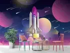 3D Space Rocket Wallpaper Wall Mural Removable Self-adhesive 85