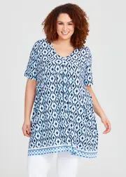 [Taking Shape] Taking Shape Border Print Tunic Size 14 in Multi - Plus Size Women's Clothing Multi