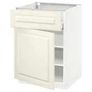METOD / MAXIMERA base cabinet with drawer/door, white/Bodbyn off-white, 60x60x80 cm