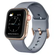 For Apple Watch Series 5,40-mm Case,Pin Buckle Silicone Watch Band,Blue Grey
