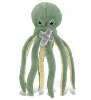 DolliBu Green Octopus Stuffed Animal with Silver Cross Plush Toy - 15 Inches