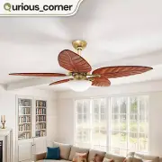 52" Tropical Ceiling Fan Reversible 6 Speeds Remote Control w/ Adjustable Light