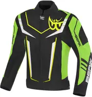 Berik Radic Evo Plus Waterproof Motorcycle Textile Jacket, black-green-yellow, Size 52 for Men Black Green Yellow