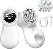 Aaztauet Fabric Shaver, Rechargeable Lint Remover with Intelligent Digital Display, 2 Replaceable Stainless Steel Blades, 3 Speeds Lint Shaver Fuzzs Pills Bobbles Trimmer for Clothes and Couches