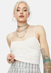 Sugar Popular Page Sheer Ruched Crop Top