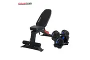 Powertrain 48KG Adjustable Dumbbell Set - Blue with FID Weight Bench