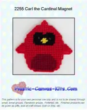 Carl the Cardinal Magnet - Plastic Canvas Pattern or Kit